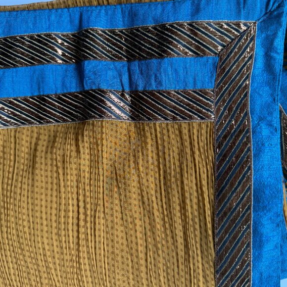Orange Saree with Royal Blue Accents & Gold Embroidery | Festive Indian Wear - Picture 5 of 8